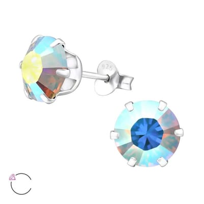 Aramat Jewels | Oorbellen | Zilveren Oorbellen met 8mm Kristallen | AB transparant | |8mm | Zilver | Volwassenen | Verkleurd niet