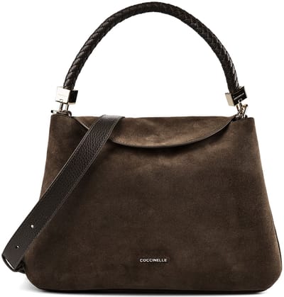 COCCINELLE Leren handtas schoudertas Tiggy Handbag Suede Leath. / Grained Le. Fango / Fango donkergroen