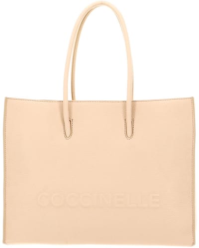 COCCINELLE Leren handtas Myrtha Maxi Log Handbag Grained Leather Betulla abrikoos