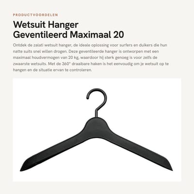 Dailygoods- Wetsuit Hanger - Geventileerde Hanger - 360° Draaibare Haken - Lichtgewicht - Duurzaam - Max. Belasting 20 kg - Wetsuit Ophanghaak