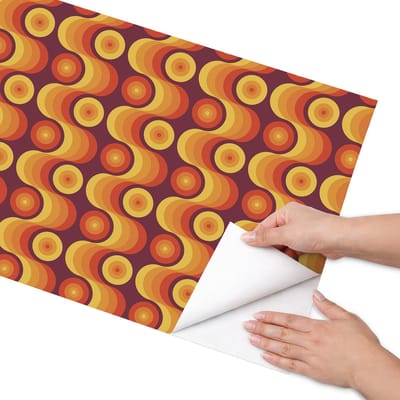 Coloray Meubel Wrap Folie - Oranje Meubelfolie - 50x100 cm - Decoratiefolie Zelfklevend Retro-energie - Meubelfolie Zelfklevend - Retro Meubelfolie - Wrapfolie Keuken - Wanddecoratie - Achtergronden en patronen