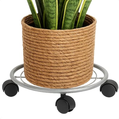 Lomera Plantenroller Metaal - Plantentrolley - Stevige Plantenroller - Metalen Onderstel - Kunststof Zwenkwielen - Plantenonderzetter - Trolley Voor Kamerplanten - Bloemenroller - Roterende Wielen - Eenvoudig Verplaatsen