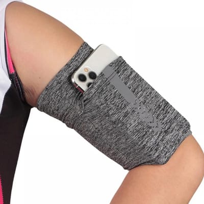 QTTVBTNA -Universele sport armband voor telefoon tot 8 inch – Waterdichte hardloop armband voor heren en dames – Ideaal voor hardlopen, fietsen, wandelen en klimmen – Grijs M