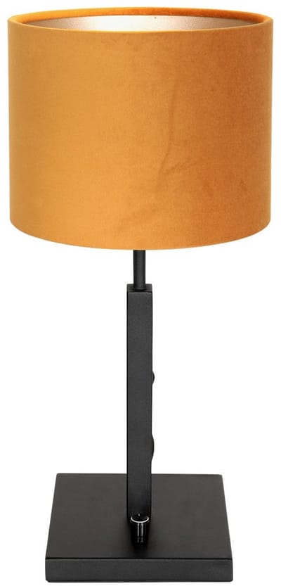 Zwarte tafellamp Stang 8164ZW van Steinhauer - Modern design van metaal en textiel, hoogte 40 cm, kap van goud velours stof met doorsnede 20 cm, ideaal voor binnengebruik