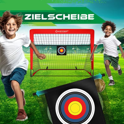 KESSER® Pop-Up Kindervoetbaldoel Set van 2 | Opvouwbare voetbaldoelen met glasvezelpalen en hoogwaardige doelnetten voor binnen-, buiten- en tuingebruik | Met draagtas 6x kegels bal pomp doel