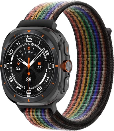 By Qubix - Compatible Samsung bandje - Nylon loop bandje - Multicolor dark - Geschikt voor Samsung Galaxy Watch Ultra / Ultra 2 - 47mm