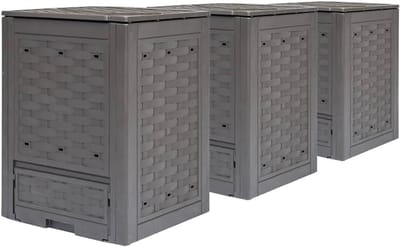 Tuincomposters Set - Compostbakken Tuin - Organisch Afval Verwerken - UV- en Weerbestendig - 900 Liter Totaal - Bruin