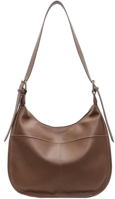 KESUDE Middelgrote schoudertas voor dames, PU-leer, schoudertas, handtas, vintage tas, draagtas, hobo grote capaciteit met ritssluiting, voor school, kantoor, werk, universiteit