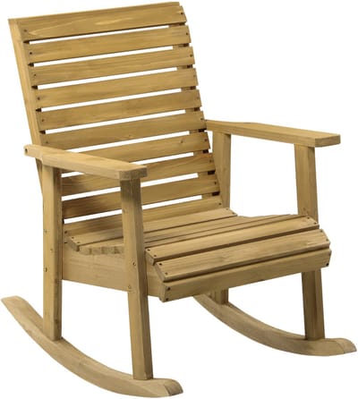 Killogood Tuinschommelstoel met een grote zitting en rugleuning, gemaakt van natuurlijk hout, 64 x 86 x 85 cm