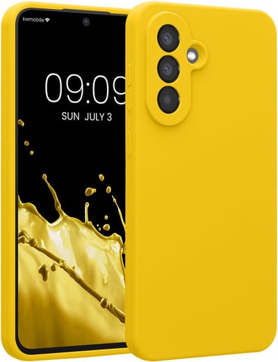 kwmobile telefoonhoesje geschikt voor Samsung Galaxy A56 5G - TPU backcover met siliconen coating - Smartphone case in stralend geel