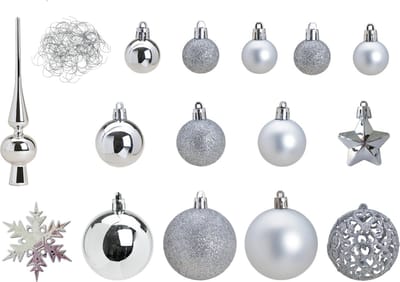 Kerstballen - 110 stuks - zilver - inclusief piek