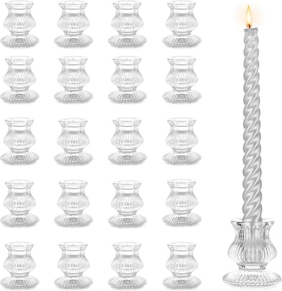 20 Stuks Glazen Kandelaar Set voor Stompkaarsen - Tafeldecoratie Bruiloft