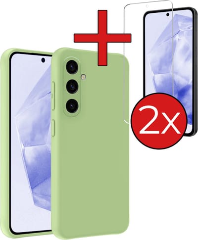 Hoesje - Met 2x Screenprotector - Geschikt voor Samsung Galaxy A35 - Sterk & Shockproof - Telefoon Hoes - Back Cover - Siliconen Case - Telefoonhoes - Groen