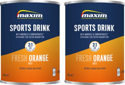 Maxim Sports Drink Orange - 2 x 480g - Hypotoon sportdrank poeder - extra electrolytes - Sportdrank met sinaasappelsmaak