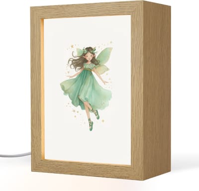 Nachtlampje 15x20 cm - Kinder lampje - Bosfee - Groen - Sprookje - Tafellamp kinderkamer - Slaapkamer lamp - Bedlamp kinderen - Kinderlampje stopcontact - Wandlamp babykamer - Nachtlampjes