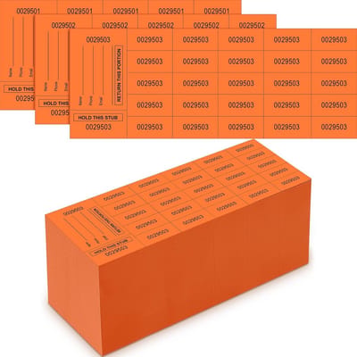 Loterij Tickets - Veiling Bladen - Fondsenwerving Organiseren - Genummerd Met Ruimte - 1000 Vel - Oranje