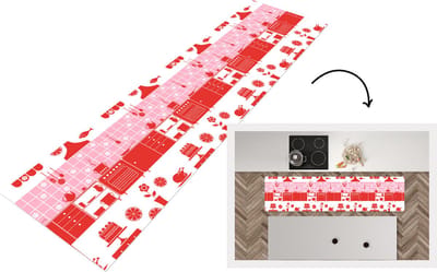 Keukenloper - Loper keuken - Patronen - Pannen - Design - Huis - Roze - 200x50 cm - Keukenloper vinyl