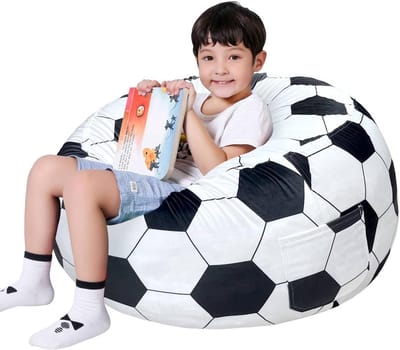 Grote Knuffelopbergzak Voetbalvorm - Zachte Velvet Bean Bag Hoes voor Jongens en Meisjes