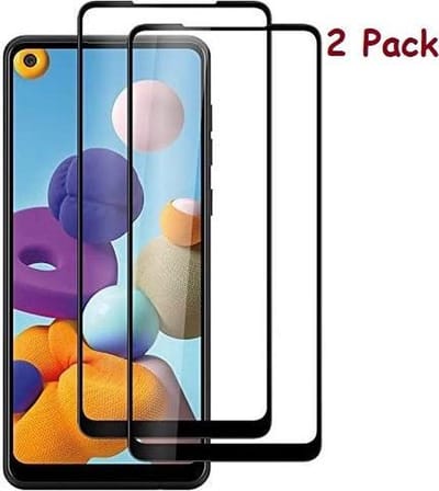 Screenprotector Geschikt voor Samsung Galaxy A21S Full Cover 2Pack Screenprotector / tempered glazen Zwart