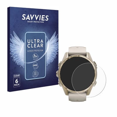 Savvies - Screenprotector voor Garmin Fenix 8 (43 mm) - Folie Beschermfolie transparant 6 Stuks