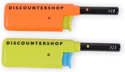 Navulbare Mini Aanstekers | 2 Stuks | Windproof & Oplaadbaar | Groen & Oranje | Kunststof & Metaal | 14cm x 3cm | Perfect voor Barbecue Keuken en Kamperen Activiteiten