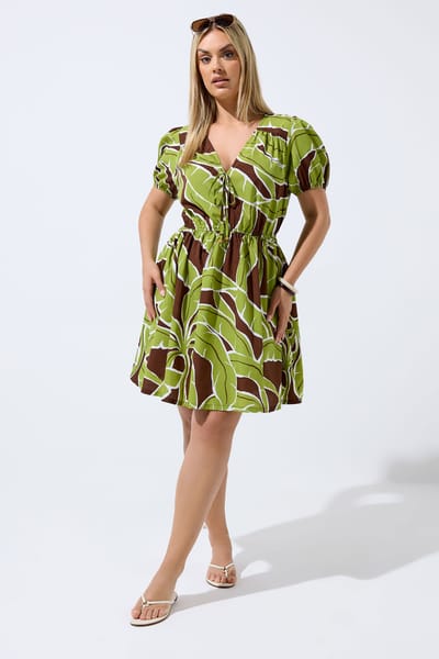 Limited Collection Groene Palmblad Minijurk Size 38