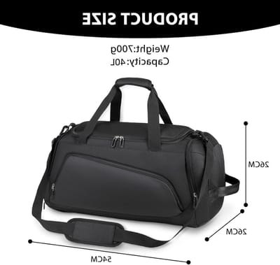 Sporttas met apart schoenenvak en nat vak - zwart - 56*26*26 cm - ruime en handige tas voor sporters - waterdicht materiaal