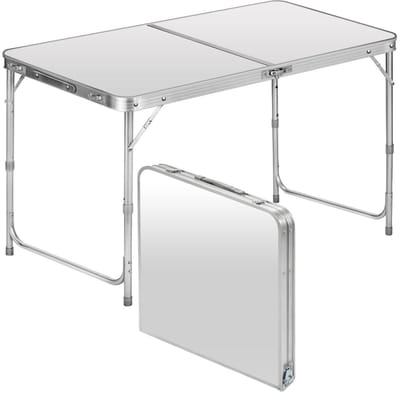 Sannaila Opvouwbare Campingtafel – Aluminium – Verstelbaar in Hoogte – 120 × 60 cm – Met Handgreep