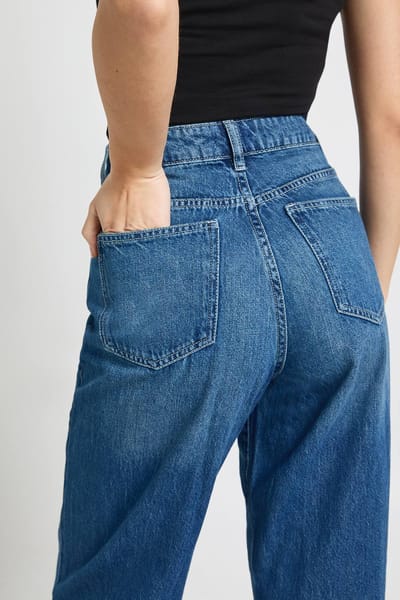 boohoo Dames Basics Jeans met hoge taille en rechte pijp | Vintage Blue | Maat: 6/32L