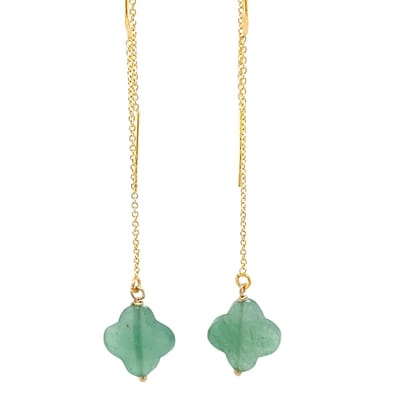 Pat's Jewels Oorbellen - Oorbellen Dames - Doortrek Oorbellen - Minimalistische Oorbellen - Groen - Goud - Klavertje vier