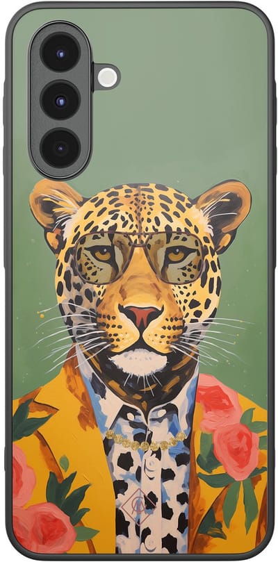 Casimoda® hoesje - Geschikt voor Samsung Galaxy A17 - Luipaard Hipster - Zwart TPU Backcover - Luipaardprint - Groen