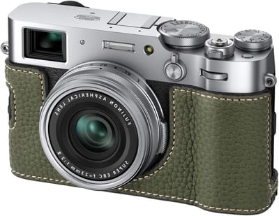 Leren Camera Half Case voor Fujifilm X100VI - Bescherming, Stijl en Functionaliteit in Groen