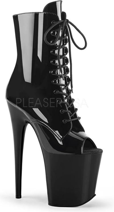 Pleaser - FLAMINGO-1021 Plateau Laarzen, Paaldans schoenen - Paaldans schoenen - 35 Shoes - Zwart