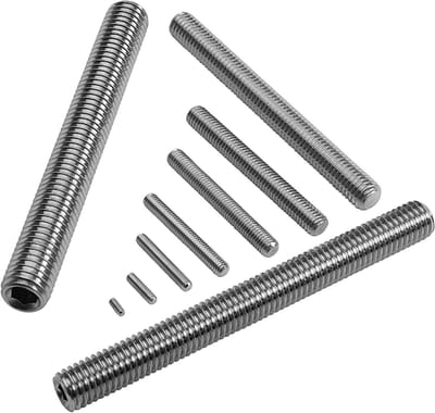 Madenschroeven roestvrij staal - Borgpennen stalen - Bevestigen machineonderdelen - Zonder kop - M8 x 100 mm - Zilverkleurig