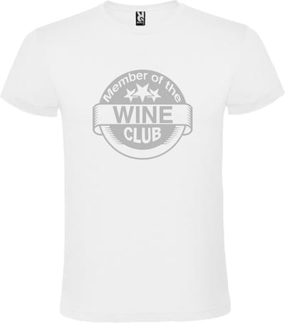 Wit T-shirt ‘Member Of The Wine Club’ Zilver Maat XS