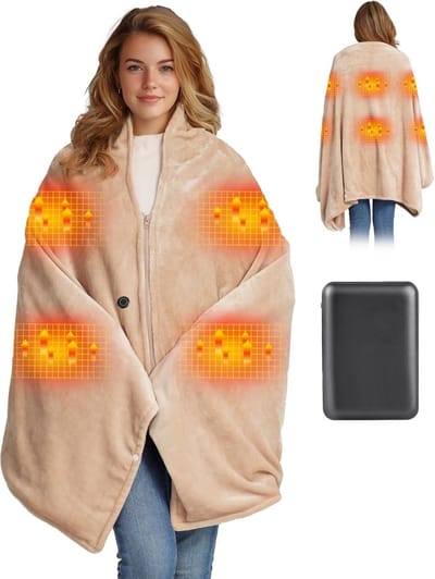 Elektrische Deken - Verwarmde Deken - Draagbare Warmte - 10000mAh Accu - 160x90cm