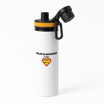 Hacebo® - mijn schoonzus is mijn superheld waterfles met draaidop oranje - Zus - super schoonzus - verjaardag - cadeautje voor zus - zus artikelen - kado - geschenk - water fles - 850ML