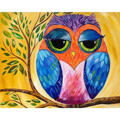 Peinture Diamant 5D DIY Hibou Cartoon Broderie Diamant Point de Croix Mosaïque Strass 20X30CM orange