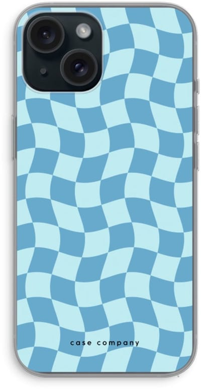 Case Company® - Hoesje geschikt voor iPhone 15 hoesje - Grid Blauw - Soft Cover Telefoonhoesje - Bescherming aan alle Kanten en Schermrand
