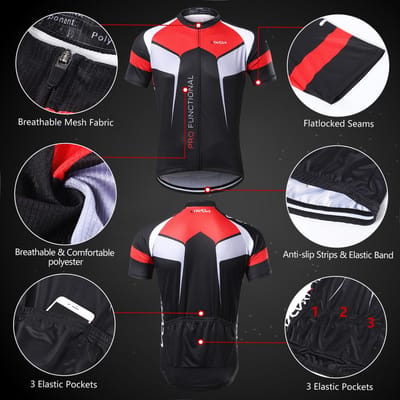 Heren Ademend Sneldrogend Comfortabel T-shirt met Korte Mouwen + Gewatteerde Shorts Fietskleding Set Rijsportkleding XL zwart