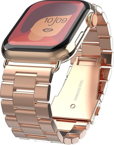 Swissten Metalen Horlogeband geschikt voor Apple Watch - 38-40-41 mm - Inclusief Horlogeband Inkorter - Rosé goud