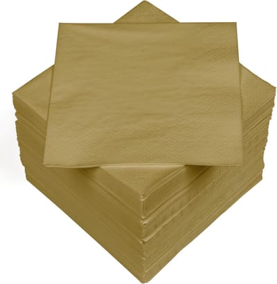Famanu - Luxe Papieren Servetten – 100 stuks 3-laags 33x33 cm – Goudkleurig – Voor Feesten, Horeca en Evenementen