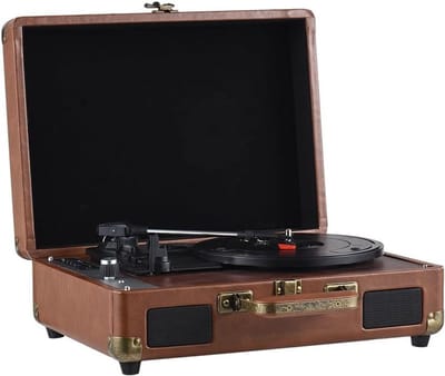 Platenspeler Vinyl - Platen Speler - Muziek Luisteren - Ingebouwd Geluidssysteem - 36.9 x 36 x 15.3 cm - Bruin