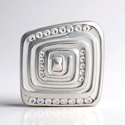 Cavill - Zilveren Hanger 925 Sterling Zilver - 25 Cambodjaanse Zirkonen 0,50 Ct - Modern Geometrisch Design - Luxe Dames Sieraad
