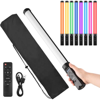 Draagbare RGB-buislamp LED-videolamp Wand 3200K-5500K Dimbaar 9 kleurrijke lichteffecten Ingebouwde batterij met afstandsbediening zwart