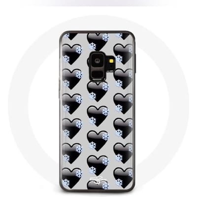 Coque pour Samsung Galaxy S9 plus Fond de coeurs noirs