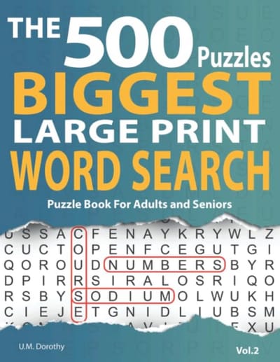 Groot Lettertype Woordzoeker Boeken Voor Volwassenen: 500 Puzzels in Extra Grote Lettergrootte 24