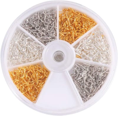 900 stuks metalen ooghaak kleine schroef oogspelden schroef oog lag draad kleine oogje schroef voor sieraden maken (kleur: lange stijl, maat: 1 x 0,3 x 0,1 cm)