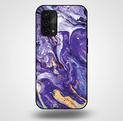 Smartphonica Telefoonhoesje voor OPPO A54 5G / A74 5G / A93 5G met marmer opdruk - TPU backcover case marble design - Goud Paars geschikt voor Oppo A54 5G;Oppo A74 5G;Oppo A93 5G