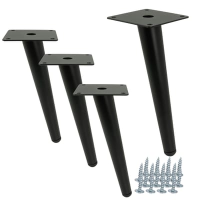 4 x Meubelpoot, schuine pin, mat zwart, 20 cm